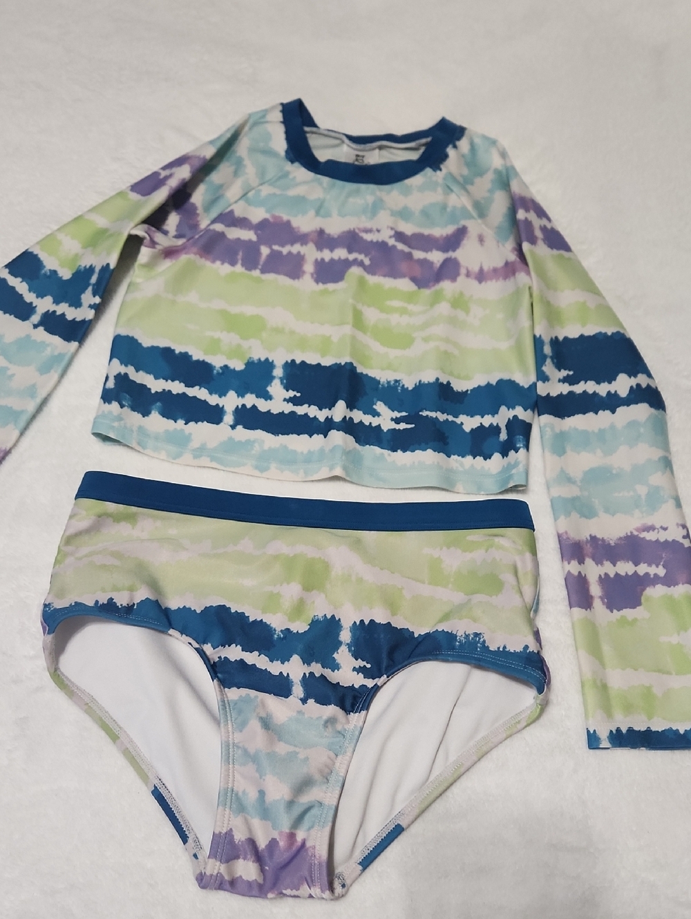 art class Blue, Lime & Purple Tie-Dye Kids Rashguard Two-Piece